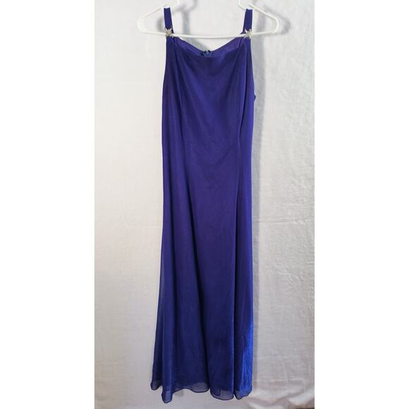Vintage Y2K Betsy & Adam Formal Dress Women's Sz 10 Blue Sparkle Metallic Maxi - Picture 11 of 16